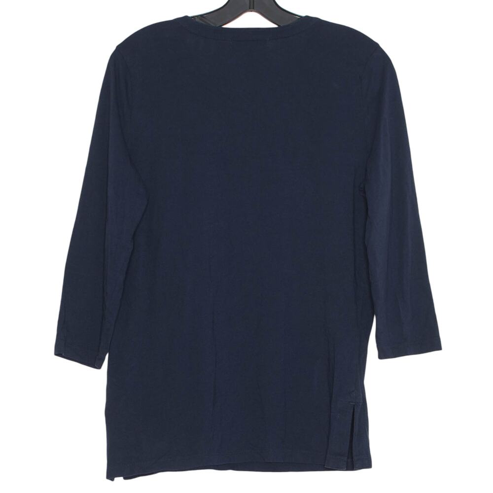 Lauren Ralph Lauren Top 3/4 Sleeve Coastal Nautical Quiet Luxury Blue Size Large - Picture 2 of 4